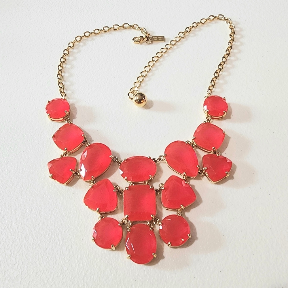 Kate Spade Vegas Jewels Facet Cluster Pink Bib Necklace - Picture 4 of 9